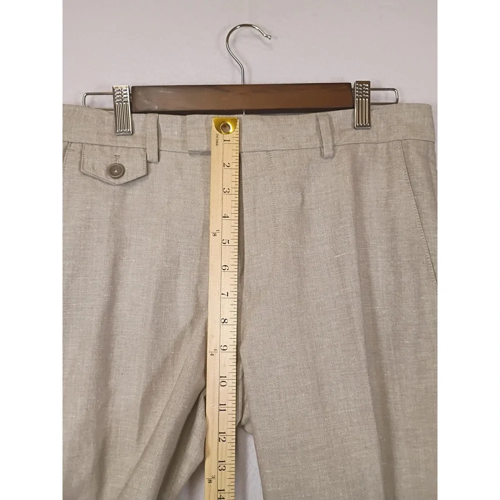 Coastal Old Money Kenneth Cole Reaction Mens 30x30 Beige Linen Blend Trousers